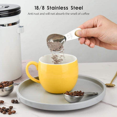 Smithccraft Measruring Coffee Scoop, 18/8 Stainless Steel Measuring Spoons Scoops Set of 2, Metric & US Measurer coffee Tablespoons 15ml and 30ml...