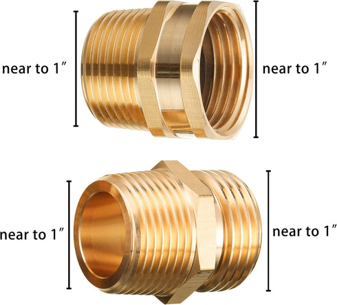 Garden Hose Connector, 3/4'' GHT Female and Male to 3/4'' NPT Male, Metal Brass Water Hose to Pipe Thread Adapters and Fittings...
