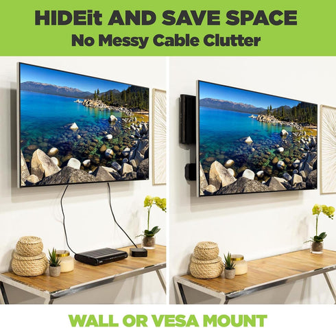HIDEit Mounts Uni-S VESA Mount - American Company - Black Steel Adjustable Wall Mount - Cable Box Wall Mount, DVD Player Wall Mount, Streaming Dev...