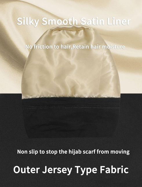 ZLYC Satin Lined Hijab Cap for Women Tie Back Hijab Undercap Inner Underscarf Hat...