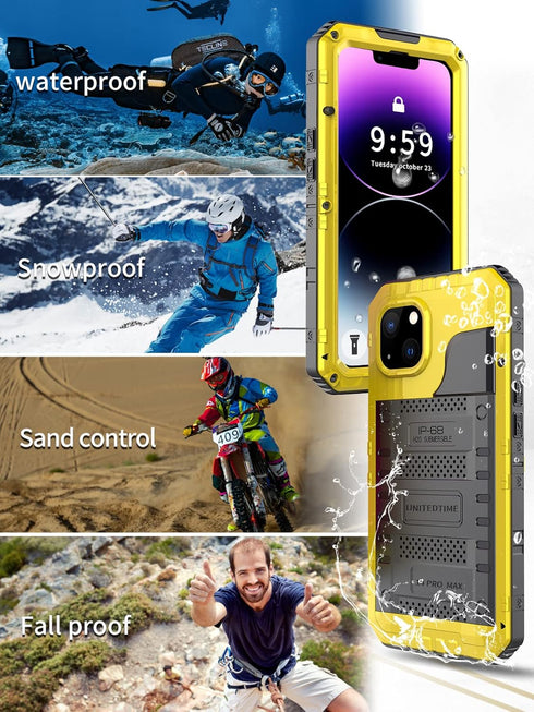 Unitedtime for iPhone 14 Pro Max Case Waterproof with Built-in Screen Protector Full Body Rugged Hard Silicone, Military Grade Shockproof Dustproo...