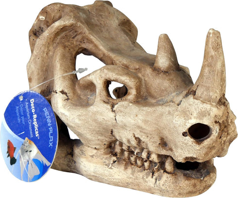 Penn-Plax Rhino Skull Aquarium Decoration - Aged Dinosaur Skeleton Décor – for Fish Tanks (RR1067)...