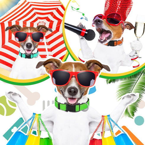 6 Pcs Reflective Dog Collar Soft Padded Breathable Nylon Pet Collar Adjustable Puppy Collar with Safety Locking Buckle for Dogs Cats Puppy Pets Ac...