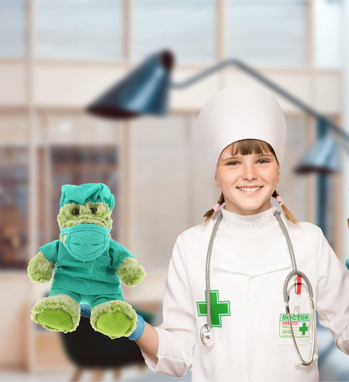 DolliBu Sitting Alligator Doctor Plush Toy - Super Soft Alligator Doctor Stuffed Animal Dress Up with Cute Uniform and Cap Outfit - Gift for Docto...