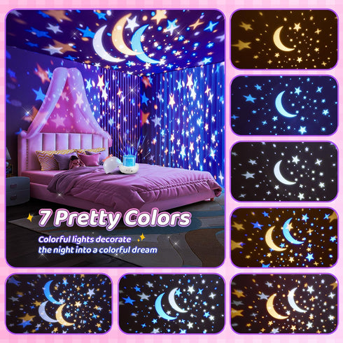 Night Light for Kids, 10 Lullabies+15 Films Kids Night Light Projector, 360° Silent Rotation Projector Night Light for Kids,Rechargeable Baby Nigh...