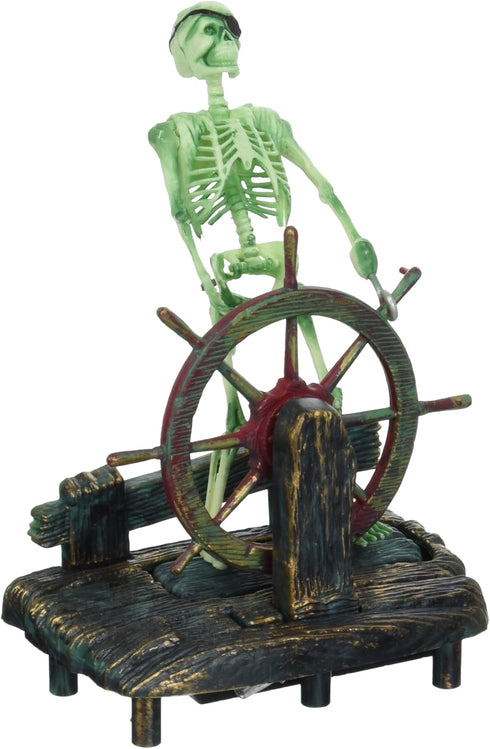 Penn-Plax Action-Air Aerating Aquarium Ornament – Creates Movement in Fish Tank – Air Pump Driven – Skeleton at The Wheel...