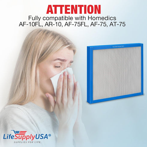 True HEPA Filter Replacement Compatible with Homedics AF-10FL AR-10 AF-75FL AF-75 AT-75 Hypoallergenic Air Purifiers (1-Pack)...