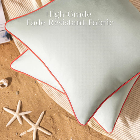 Phantoscope Pack of 2 Outdoor Waterproof Throw Pillow Covers with Contrast Piping, Decorative Square Cushion Case Patio Pillows for Couch Tent Sun...