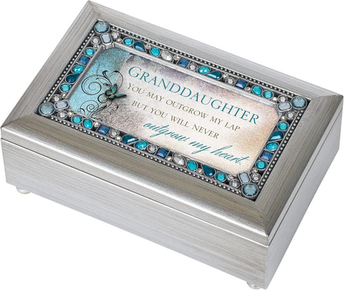 Cottage Garden Granddaughter Jeweled Silver Finish Petite Music Box Plays You are My Sunshine...
