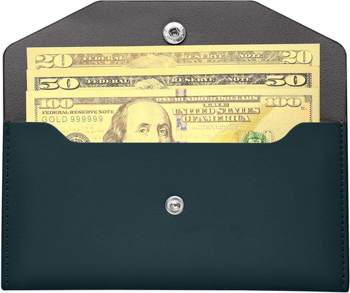 Cash Envelopes PU Leather, Budget Binder Money Envelopes Reusable Waterproof Budget Envelopes Cash Wallet 6.9x3.5 In (Blue)...