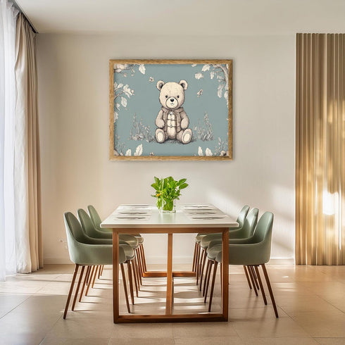 Posterizer 1 pcs- Cute bear cub with a blue background-Art for Animal Lovers-Kids Room Art-Gift for Daughter, Son, Kids-Decor for nursery toddlers...