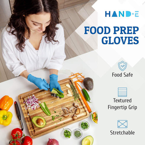Hand-E Touch Blue Nitrile Disposable Gloves X Small 100 Count - Latex Free Medical Exam Gloves, Powder Free Food Safe Cooking Gloves...