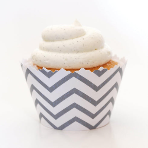 Chevron Cupcake Wrappers - Set of 12 (Silver Gray)...