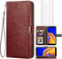 Asuwish Compatible with Samsung Galaxy J4 Plus Wallet Case Tempered Glass Screen Protector and Leather Flip Card Holder Stand Cell Accessories Pho...