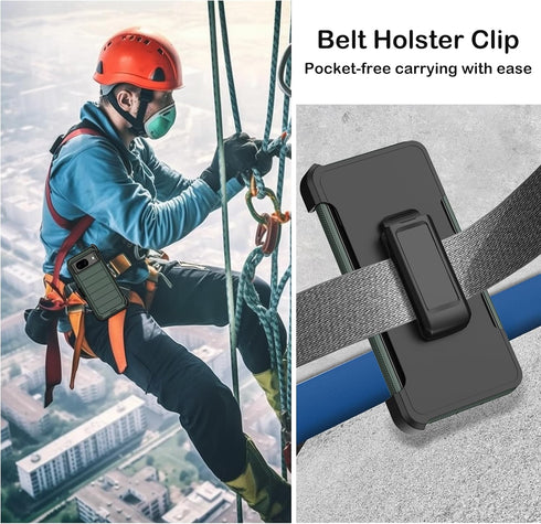 for Google Pixel 8 Case with Belt Clip Holster & Kickstand,Built-in Screen Protector,Heavy Duty Shockproof Drop Protection Military Grade Rugged D...