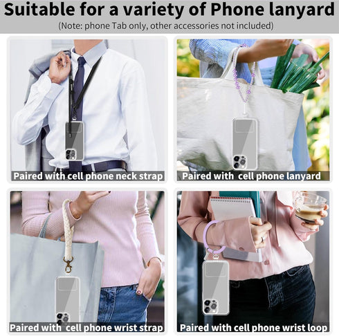 2pcs Transparent Phone Tether Tabs for Clear Phone Cases, Cell Phone Tether Replacement for iPhone Smartphone Case (Square Type - Silver Buckle)...