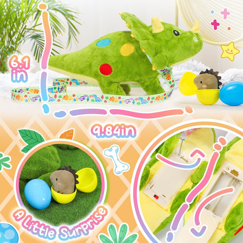 Tagitary Plush Toys Dinosaur Stuffed Animal Interactive Electronic Pet That Walking,Head Nodding,and Making Sound,Soft Plush Triceratops Toys with...