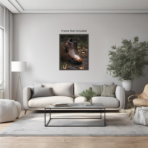 Posterizer 1 pcs-Close-up of a football -Soccer shoe kicking up dirt -1-Sports & Hobby Art Gifts for sports fans Decor for Home & Office- unframed...