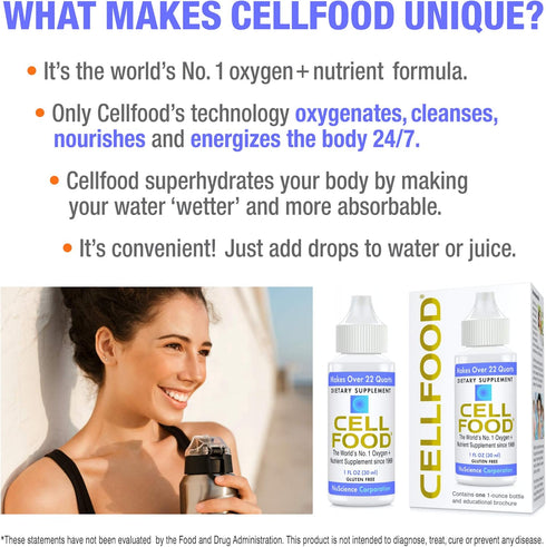 Cellfood Oxygen Boost, 1 fl oz - Liquid Oxygen Supplement for Lymphatic Drainage, Altitude Sickness, Jet Lag, Fatigue, Headaches, Hangovers & Ener...