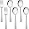 E-far Hammered Serving Utensils Set of 6, Stainless Steel 8.7 Inch Square Hostess Serving Set, Metal Serving Spoon Slotted Spoons Forks for Party ...