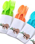 Sloth Birthday Party, Cutlery Bag Sets, Favor Bags, Green Paper Napkins, Gold Plastic Utensils, Tropical Birthday, Jungle Party Decorations (24 Co...