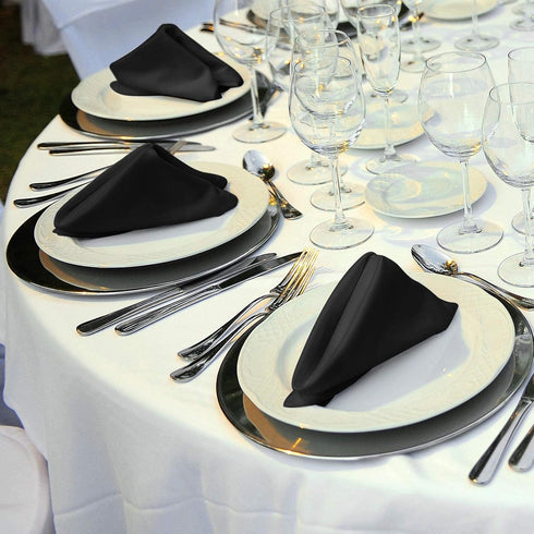 ANECO 12 Pieces Satin Napkins Soft Dinner Napkins Square Table Napkins 17 x 17 Inches for Restaurant Weddings Party Dinner Decoration (Black)...