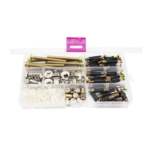 binifiMux 90pcs Crib Screws Furniture Cam Lock Connecting Screws Nuts Assortment Kit,Hex Socket Cap Screws/Cam Fitting/Dowel/Pre-Inserte for Cabin...