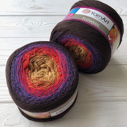 Yarn Art Flowers 55% Cotton 45% Acrylic 250gr 1094yds Multicolor Rainbow Crochet Sport Yarn (265)...