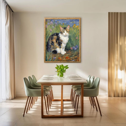 Posterizer 1 pcs- Beuatifulblack and white cat sitting on the ground-Art for Animal Lovers-Floral Botanical Art- Gift for Men Women Teens-Decor fo...