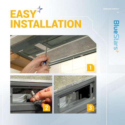 BlueStars 8206232A Microwave Oven Light Bulb 40W 125V E17 Base, Compatible with Whirlpool Under Hood Microwave Bulb, Lava Lamp, Salt Lamp Bulbs, R...