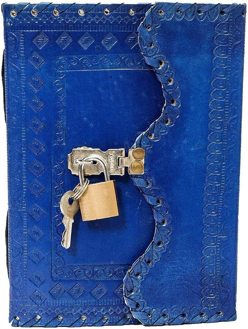 TUZECH Leather Journal Large Writing Notebook Handmade Bound Vintage Journal For Women & Men with Lock/Semi-Precious Stone Gift For Art Sketchbook...
