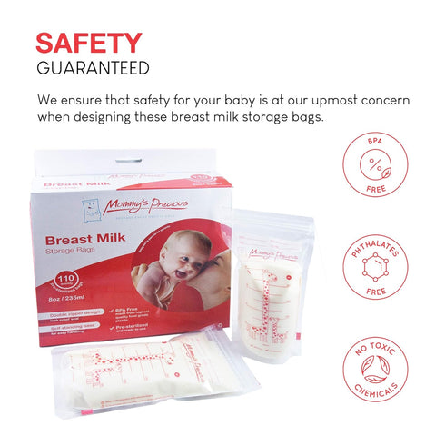 110 Count Breastmilk Storage Bags 8 Oz 235 ml Breastfeeding Freezer Storage Container Bags for Breast Milk comes Pre Sterilized & BPA Free with Ac...