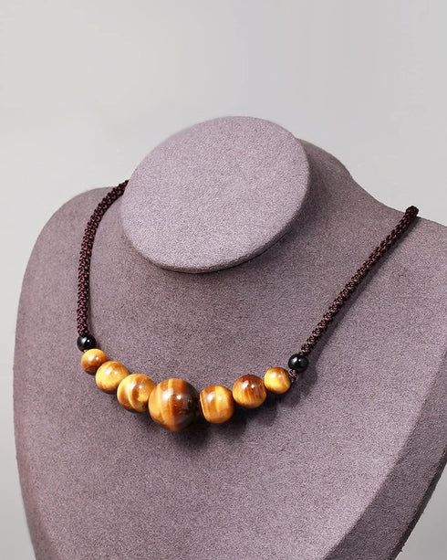 Jewever Natural Tiger Eye Gemstone Choker Healing Crystal Smiling Necklaces for Women Men Bring Good Luck Wealth Jewelry Gifts...
