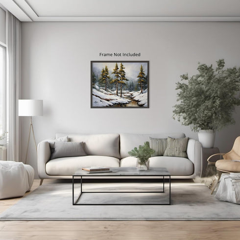 Posterizer 1 pcs-snowy jungle in winter in oil painting style-9-Landscape & Nature Art-Living Room Bedroom Decor- unframed wall art...