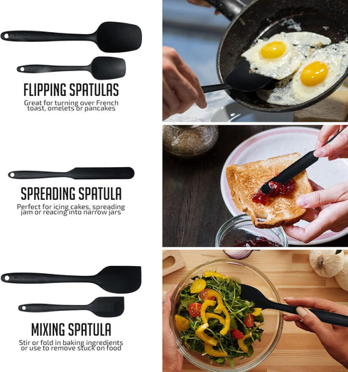 OVENTE Set of 5 Silicone Spatula , Food Grade Rubber Spatulas Heat Resistant w/ Stainless Steel Core & Seamless Design, Non Stick Rubber Spatula f...
