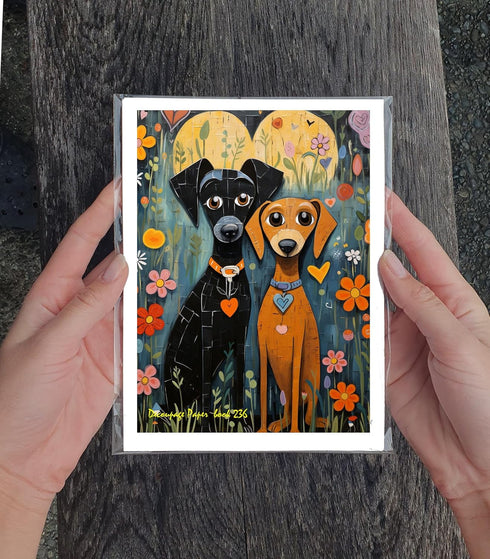 Decoupage Paper Pack (35 Sheets 6"x8") Adorable Dogs in Love in Big Cities and Cute Villages FLONZ Vintage Illustration Pictures Cards for Decoupa...