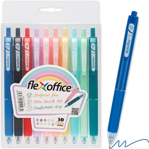 Pastel Ballpoint Pens Colored Ink Retractable - Medium Point 0.7mm Comfortable Grip - Quick Drying, Smearing and Smudging Proof - Smooth Writing...