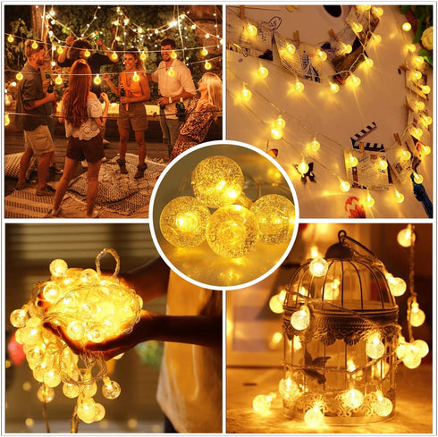 Merdeco Plug in 10ft 20 LED Globe String Lights Indoor Outdoor Decorative Fairy Lights Warm White for Birthday Party Wedding Anniversary Christmas...