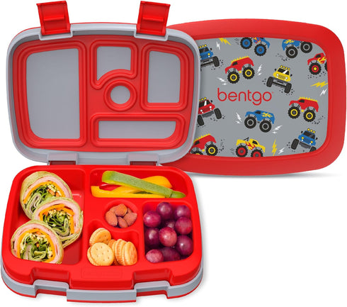 Bentgo Kids Prints Leak-Proof, 5-Compartment Bento-Style Kids Lunch Box - Ideal Portion Sizes for Ages 3-7, Durable, Drop-Proof, Dishwasher Safe, ...