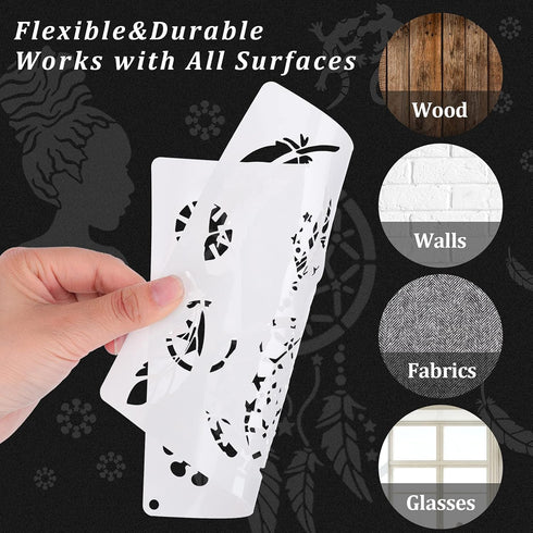 16 Pieces African Tribal Stencils Congo Mask Stencil Tribal Faces Stencil African Stencil Template Tribal Wall Painting Stencil and Metal Open Rin...