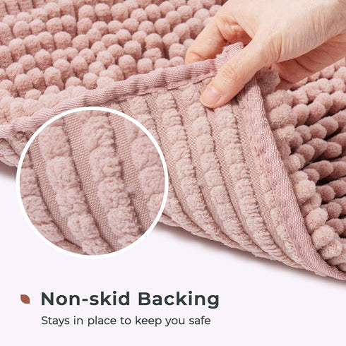 FRESHMINT Chenille Bathroom Rugs Mat 24"x17", Non-Slip Bath Mat for Bathroom Floor & Bathtub, Washable Soft Shower Shag Bath Rugs, Fluffy Thick Wa...