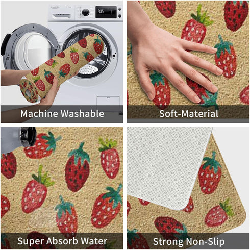Welcome Mats for Front Door Outdoor Entry Strawberries Doormat Housewarming Wedding Gift Funny Mat Doormat Non Slip Mat for Home Indoor Rugs Patio...