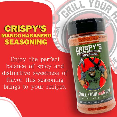 Crispy's Mango Habanero BBQ Rub by Grill Your As Off - Grill Seasoning for Beef, Steak, Burgers, Pork & Chicken - Gluten Free, No MSG - 100% Veter...