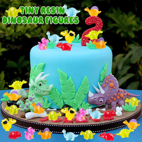 48 Pcs Mini Dinosaur Figures Resin, 6 Types Small Dinosaur Toys, Garden Mini Dinosaurs for Cake Topper (Mixed Packaging)...