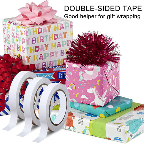 MEMX Double Sided Tape for Crafts Scrapbooking, Easy Tear-by-Hand 3/5-Inch by 98FT/Roll x 3 Rolls, Ideal as Gift Wrap Adhesive, Cards Making, DIY ...