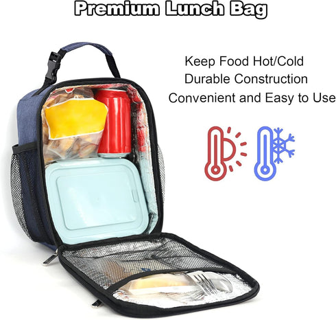 Femuar Lunch Box for Men Women Adults Small Lunch Bag for Office Work Picnic - Reusable Portable Lunchbox, Blue...