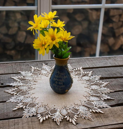 Lace Doily Neutral Earth Tones Table Topper Scarf Place Mat Round Doily (16 inch Round)...