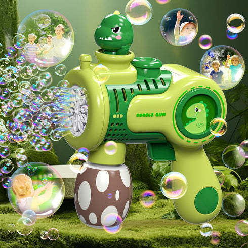 Dinosaur Bubble Gun for Todddles Kids 2-4-8-10, Automatic Bubble Machine Gun for Parties Indoor Outdoor, Electric Handheld Bubble Blower with Ligh...