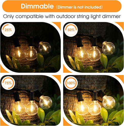 Mlambert G40 LED Replacement Light Bulbs for String Lights, Dimmable E12 Base Shatterproof Bulbs, 1W Equal to 5W, Warm White 2700K, 25Pack, Not So...