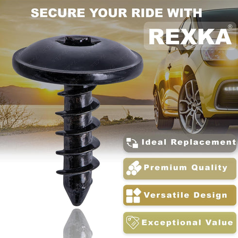 Rexka 15pcs T25 Fender Liner Splash Shield Bumper Cover Self Tapping Torx Screw Compatible with N90974701 Volkswagon Audi Porsche...